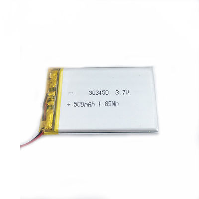 High Energy Density 303450 Li Polymer Battery 500mah For Driving Recorder