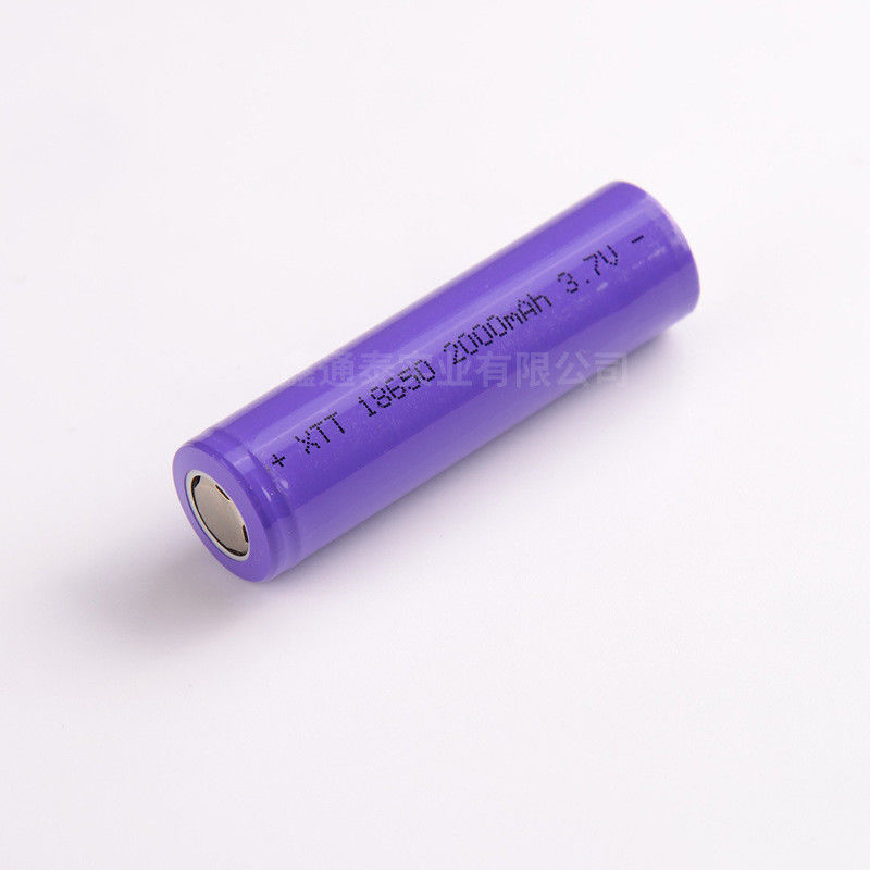 0.2C Rechargeable Li Ion Battery 3.7 V 2000mah 7.4 Wh Cylindrical 300 Times
