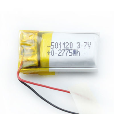 501120 80mah Ultra Thin Lipo Battery Customized High Capacity