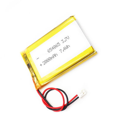 High Performance 654065 3.7v 2000mah Lipo Battery 6.5*40*67mm