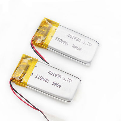 ISO9001 401430 3.7V 110mAh Lipo Battery ROHS