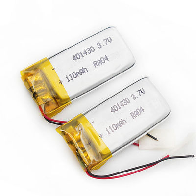 ISO9001 401430 3.7V 110mAh Lipo Battery ROHS
